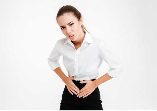 A woman with stomach pain