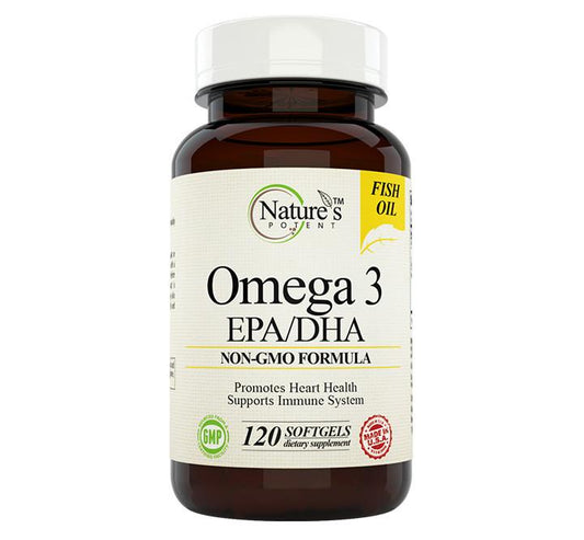 Nature's Potent - 1000mg Omega 3 EPA/DHA Fish Oil, 120 Softgels