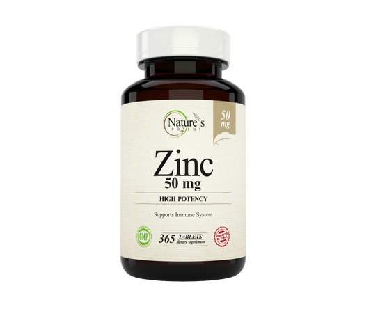 Nature's Potent Zinc 50 mg 1 Year Supply 365 Tablets Immune Support Supplement