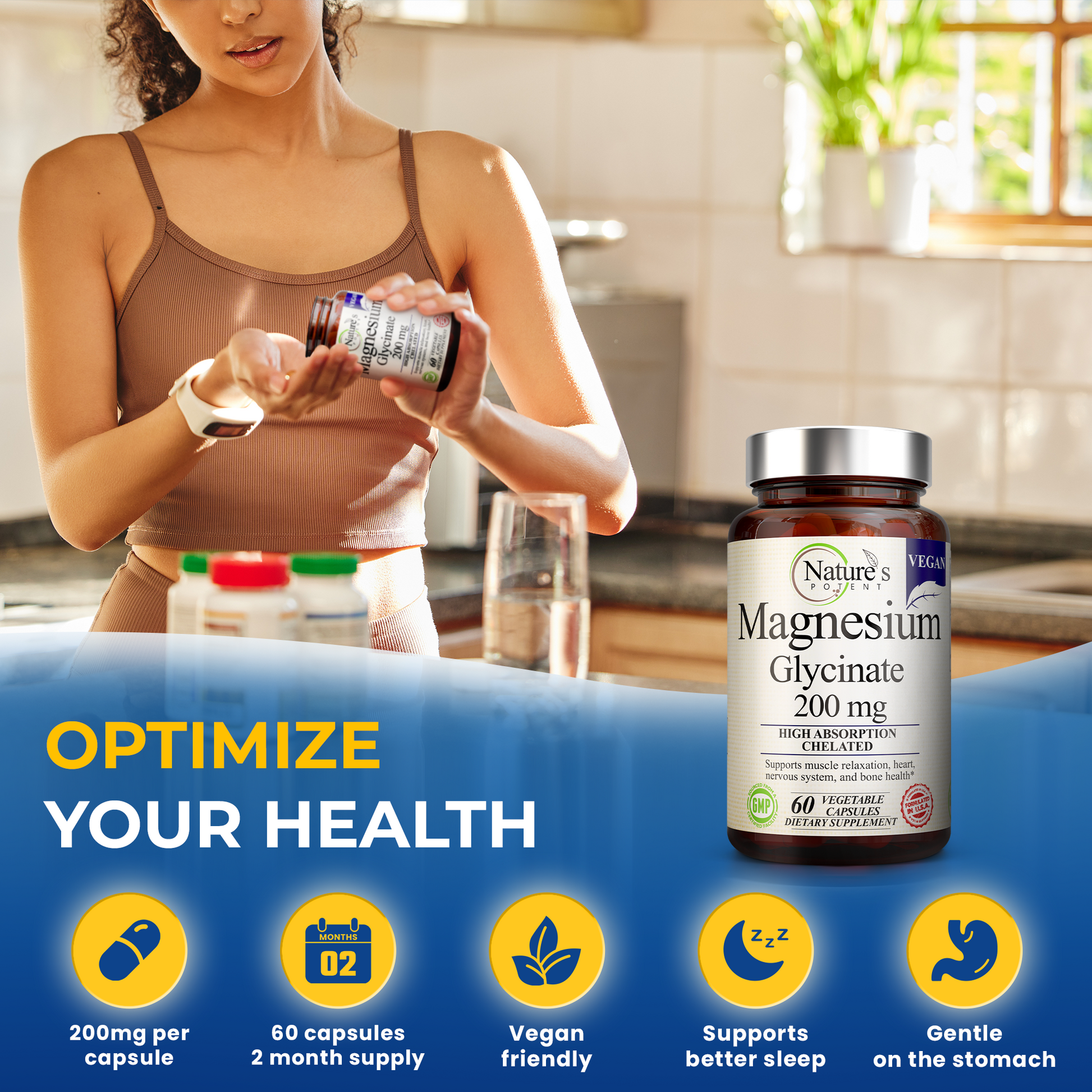 High absorption magnesium glycinate capsules Nature's Potent