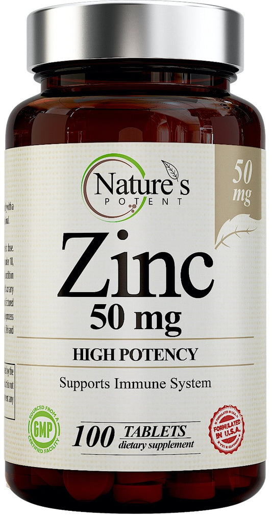 Nature's Potent Zinc 50mg Supplement