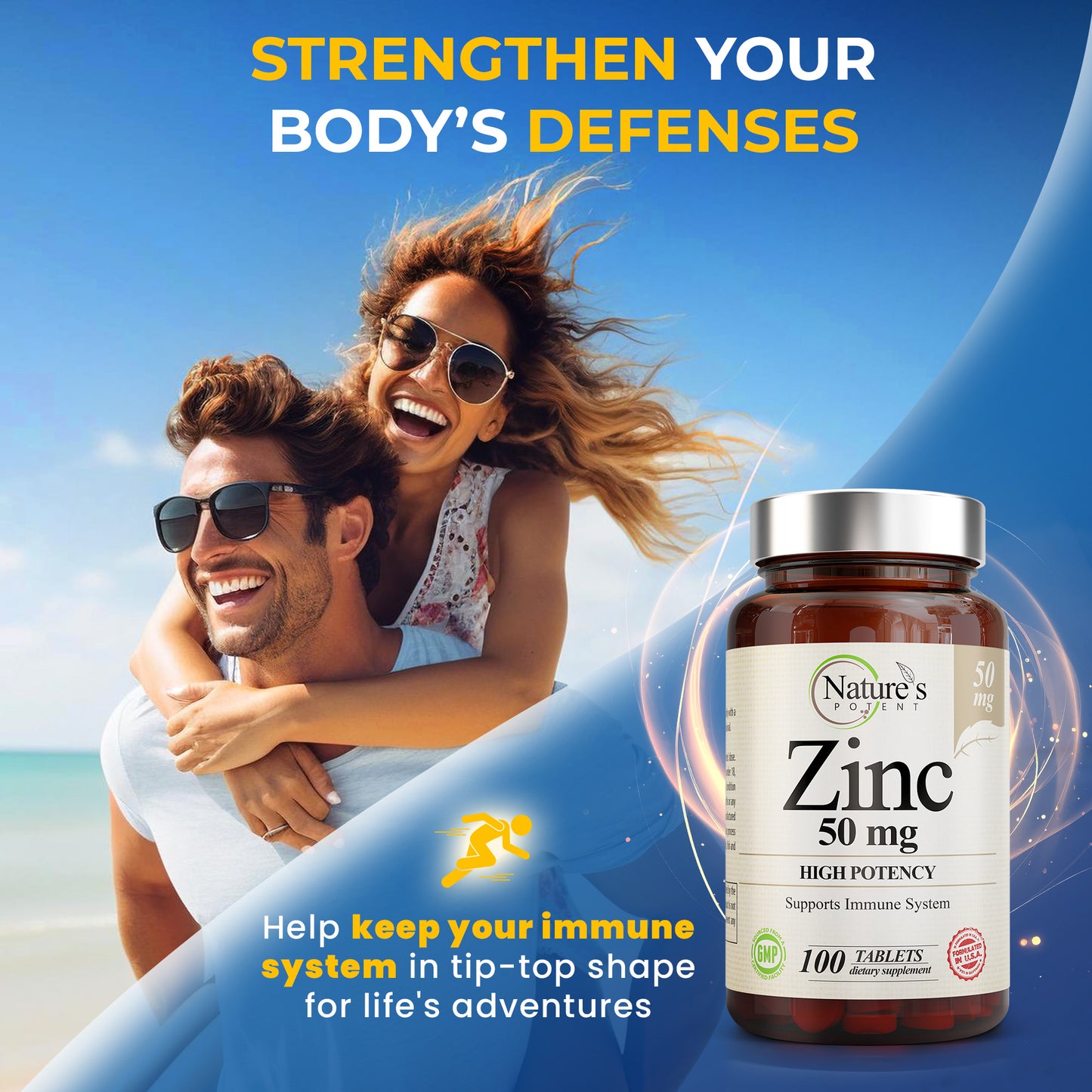 Zinc 50 mg [High Potency] for Immune Support (100 Tablets)