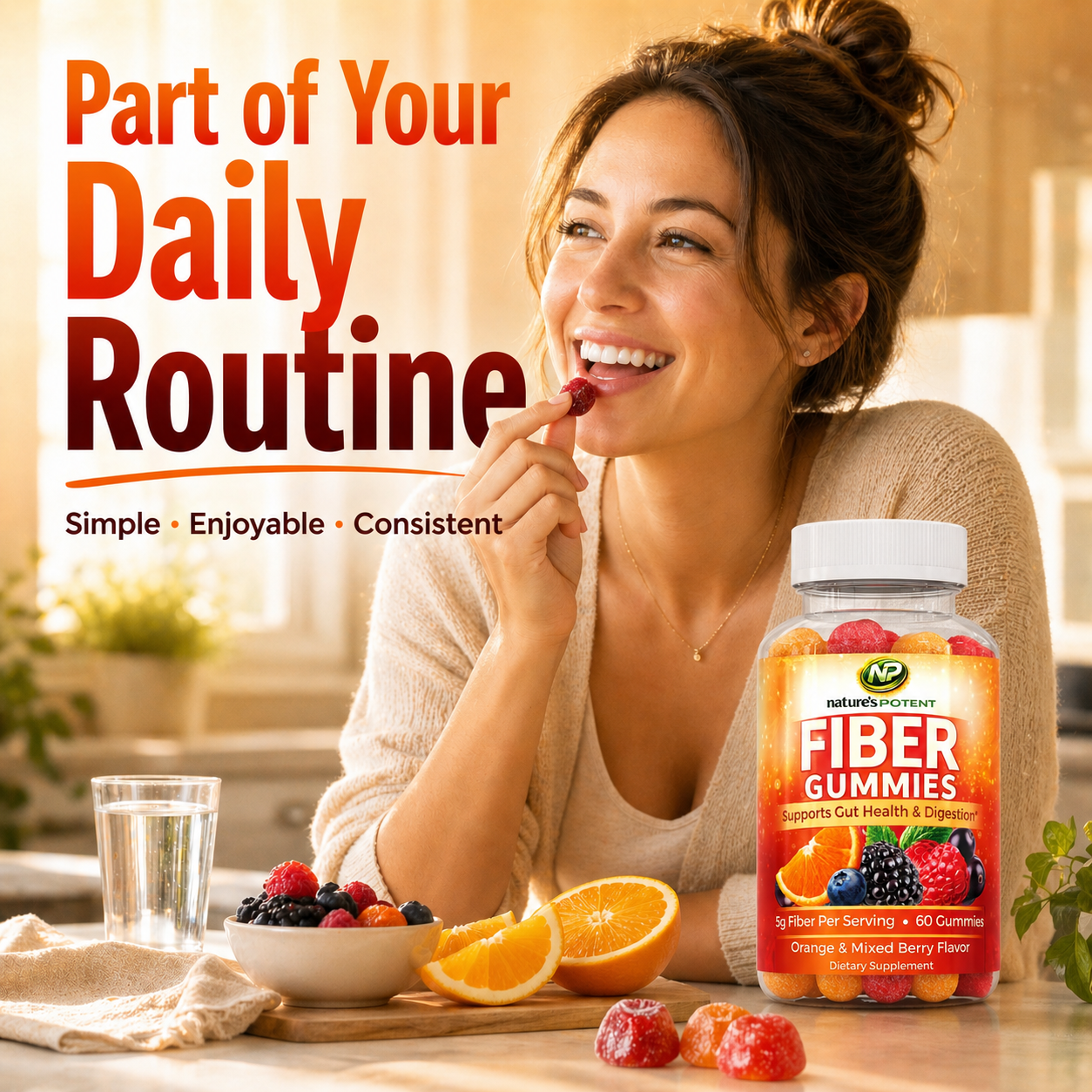 Nature’s Potent Fiber Gummies – Delicious Daily Prebiotic Fiber Gummies