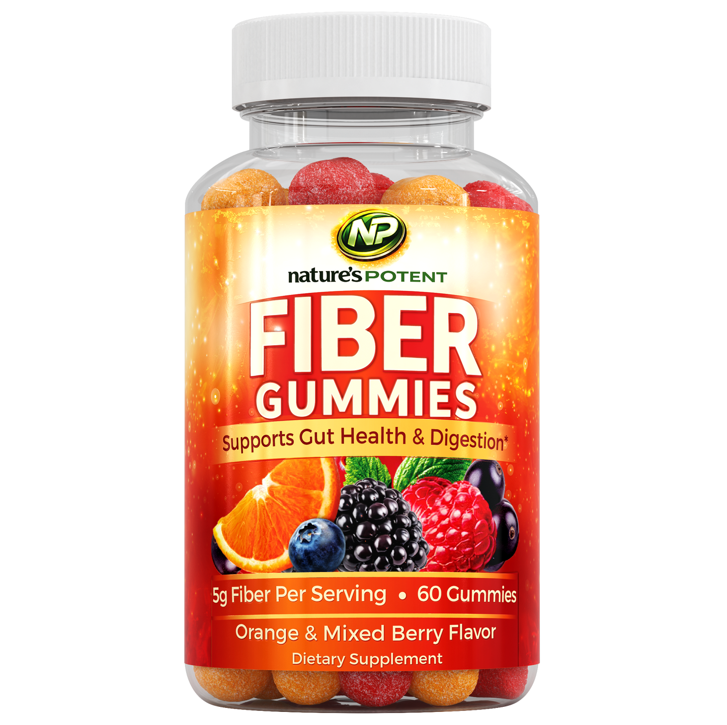 Nature’s Potent Fiber Gummies – Delicious Daily Prebiotic Fiber Gummies