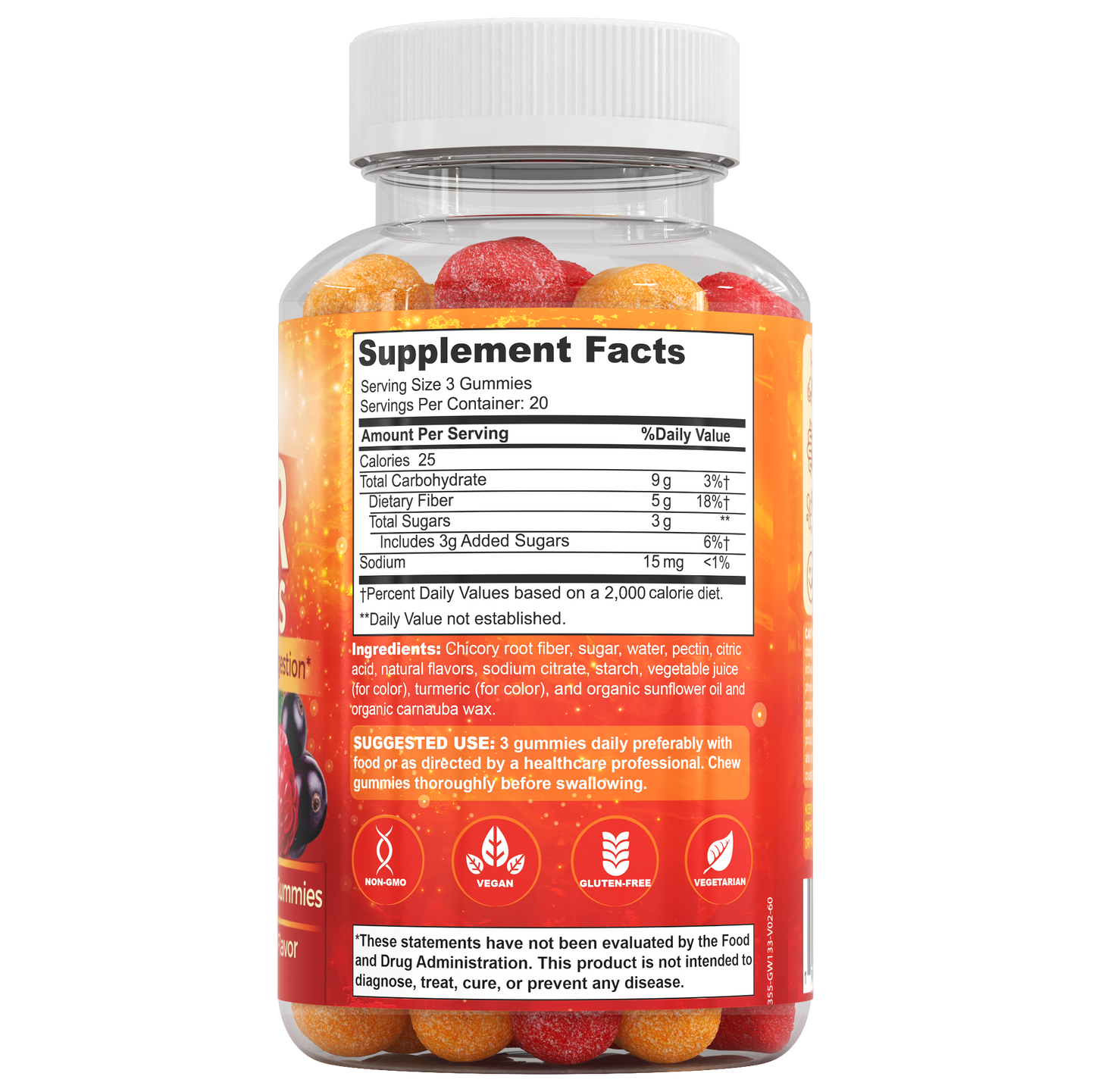 Nature’s Potent Fiber Gummies – Delicious Daily Prebiotic Fiber Gummies