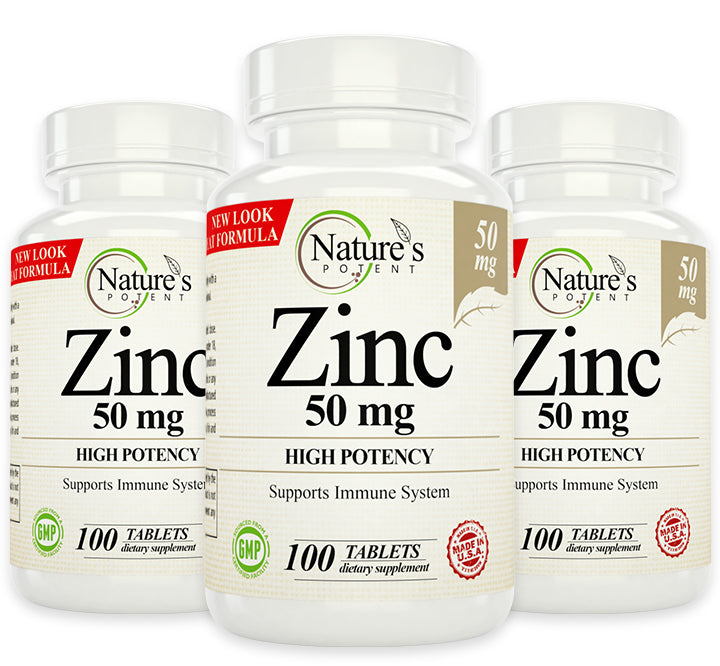 3 X Pack Zinc 50mg Supplement for Immune Support System