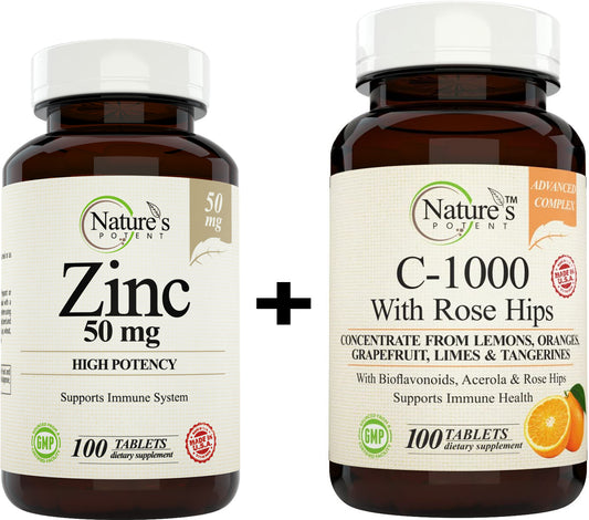 Zinc 50mg + Vitamin C 1000mg Immune System Support