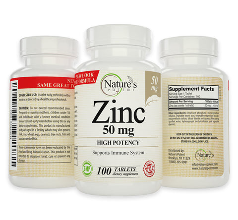 3 X Pack Zinc 50mg Supplement for Immune Support System